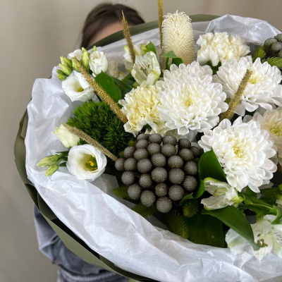 Букет с Лотосом, Эустомой, Диантусом