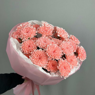 Букет из 5 коралловых хризантем